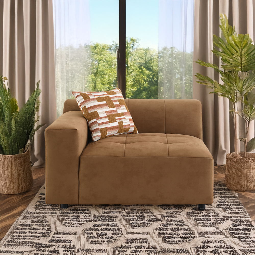Zoey - Modular - RF Arm Chair With Pillow - Chocolate Suede