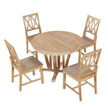 Load image into Gallery viewer, Topmax - 5 Piece Rustic Extendable Dining Table Set Round Trestle Table And 4 Cross Back Dining Chairs For Kitchen, Dining Room

