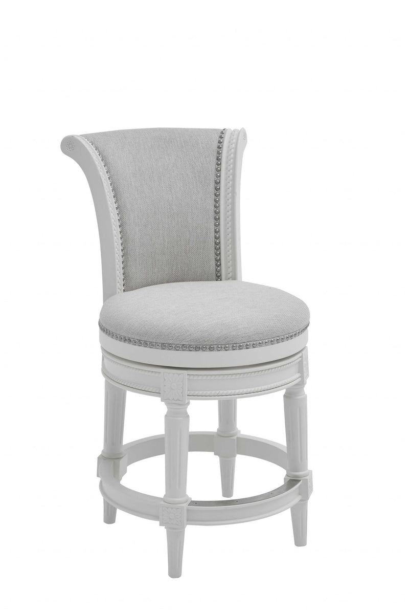 Fabric Swivel Counter Height Bar Chair - Light Gray / White