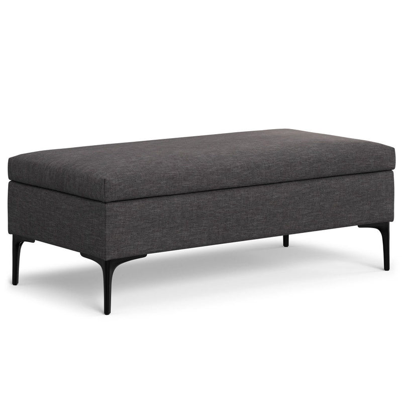 48" Upholstery Storage Ottoman - Black / Slate Gray