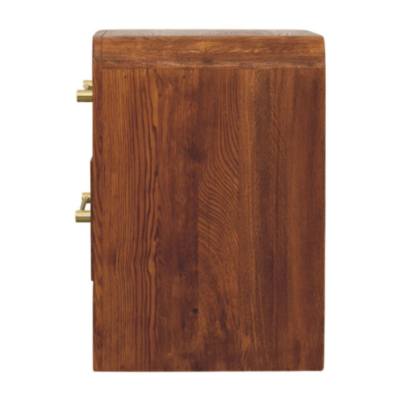 Solid Wood Two Drawer Nightstand (738178) - Oak