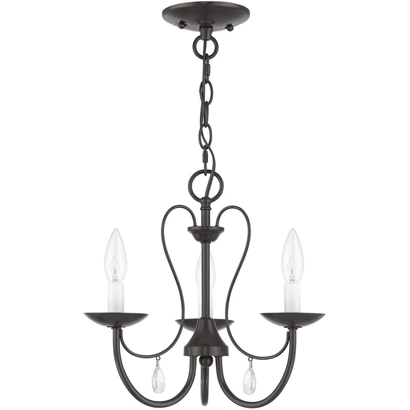 12" Three Light Dimmable Chandelier With Shades - Bronze