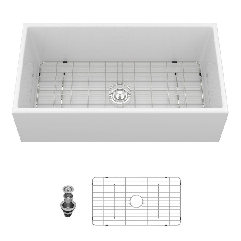 Farmhouse Sink, Apron-Front Porcelain Ceramic Single Bowl
