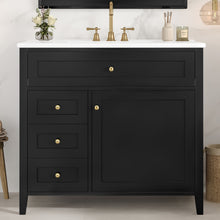 Load image into Gallery viewer, Bathroom Vanity With Sink, 3 Drawers &amp; Cabinet With Adjustable Shelves
