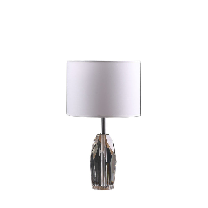 Faceted Crystal Urn Table Lamp With White Drum Shade - Chrome