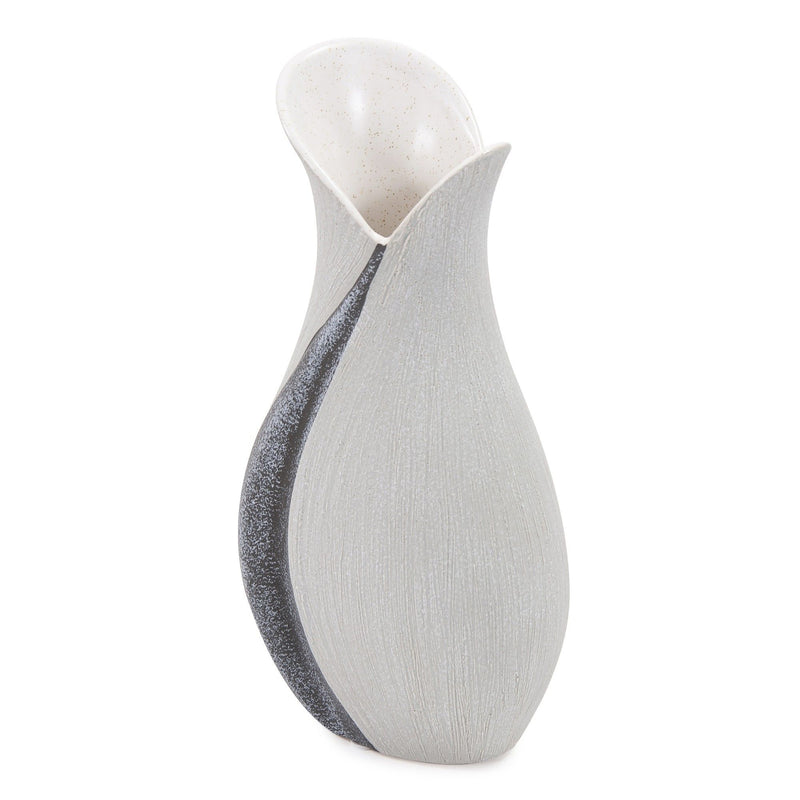 Tulip Table Vase With Sequins - Gray / Off White