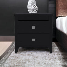 Load image into Gallery viewer, 24" Two Drawer Faux Wood Nightstand - Black
