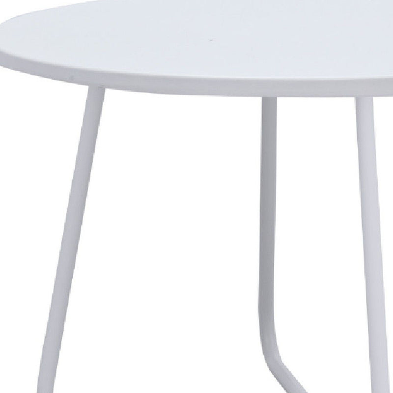 28" Wood And Metal Round Cross Legs Coffee Table - White