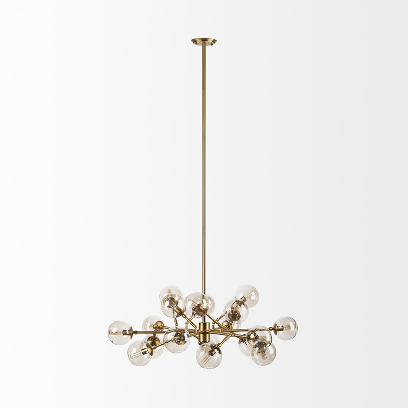 Metal Eighteen Bulb Hanging Chandelier - Gold