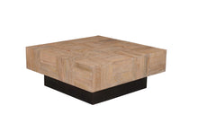 Load image into Gallery viewer, 40" Solid Wood Square Block Coffee Table - Brown And Black
