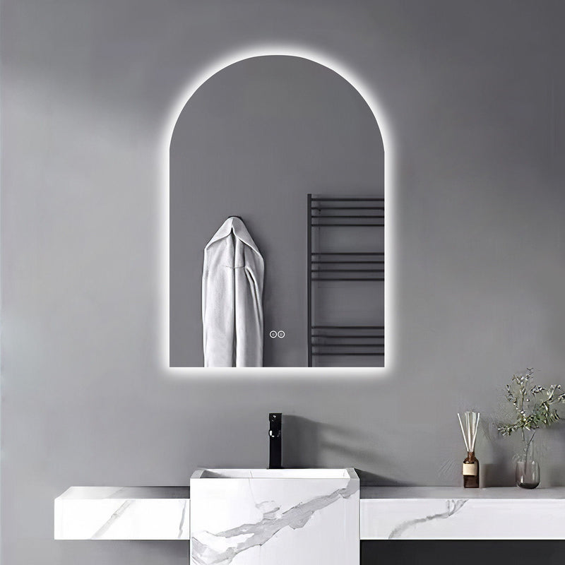 38" Arch Lighted Frameless Bathroom Vanity Mirror - White