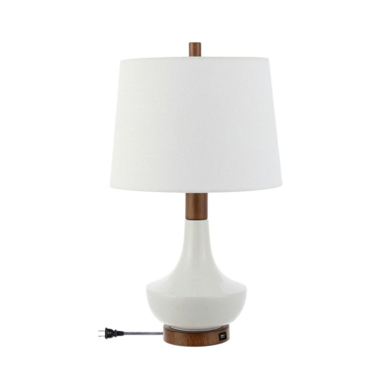 Globe Bedside Lamp With Empire Shade - White