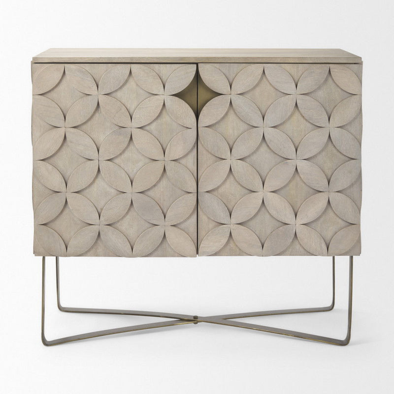 Accent Cabinet With Two Doors - Brown / Gold