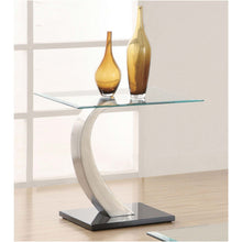 Load image into Gallery viewer, Terrell - Satin Rectangular Glass Top End Table - Silver
