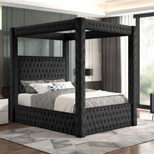 Load image into Gallery viewer, Modern 4 Poster Bed With Tufted Headboard And Footboard
