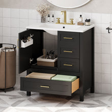 Load image into Gallery viewer, Modern Bathroom Vanity With Ceramic Sink, Solid Frame And Storage Solutions
