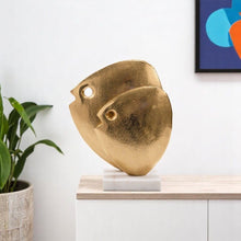 Load image into Gallery viewer, Marble Fishes Tabletop Sculpture - Gold / White
