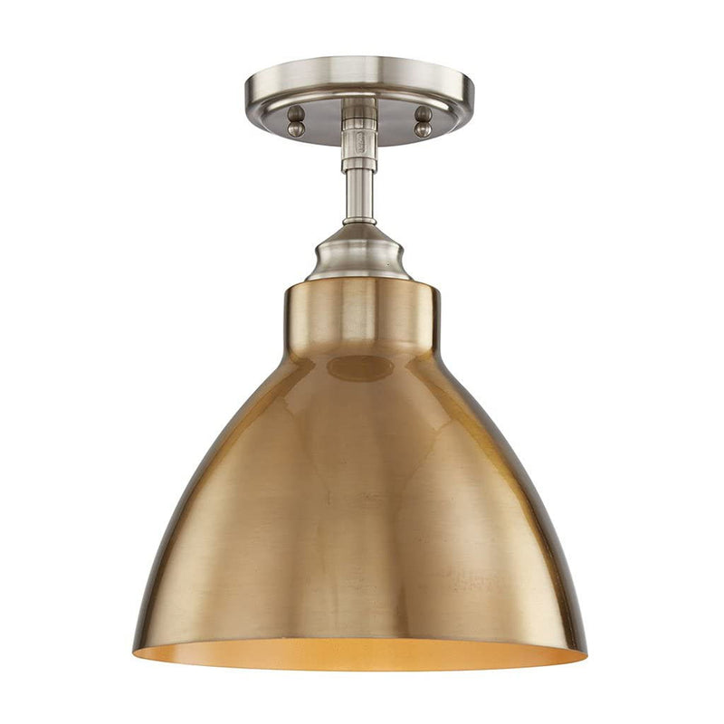 Metal Shaded Dimmable Flush Chandelier With Shades - Nickel