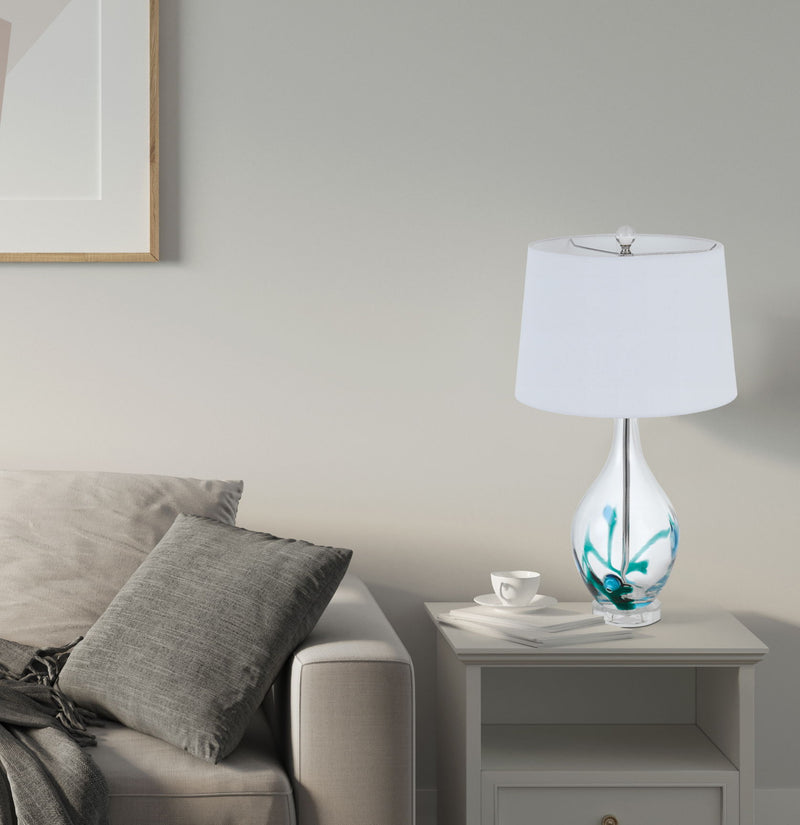 27" Glass Table Lamp With Empire Shade - Clear White