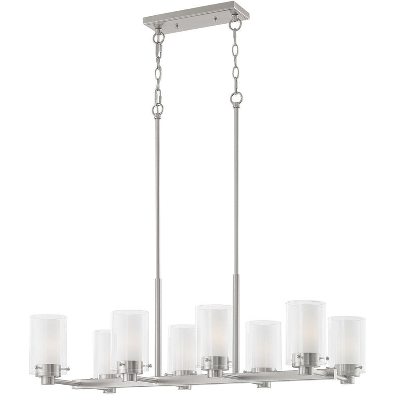 12" Eight Light Dimmable Chandelier With Shades - Nickel
