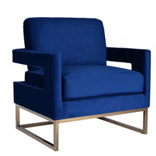 Load image into Gallery viewer, Stylish Velvet Steel Chair - Blue / Gold
