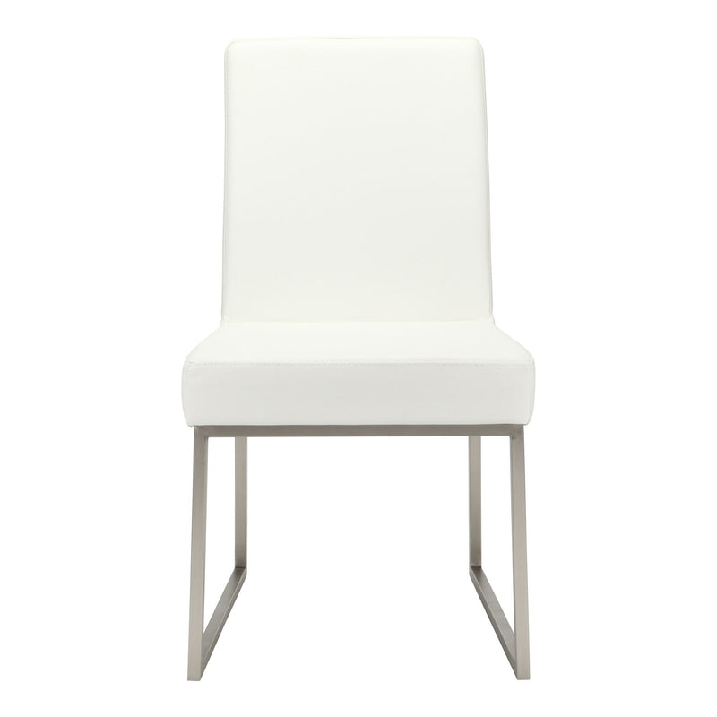 Upholstered Faux Leather Dining Side Chairs (Set of 2) - White / Silver