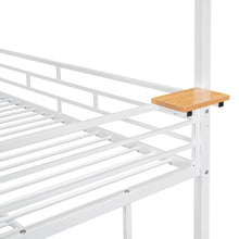 Load image into Gallery viewer, Twin Over Twin Metal Bunk Bed, Metal Housebed with Slide and Storage Stair, White with White Slide
