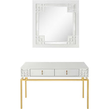Load image into Gallery viewer, Solid Wood Mirrored Console Table And Drawers (Set of 2) - White And Gold
