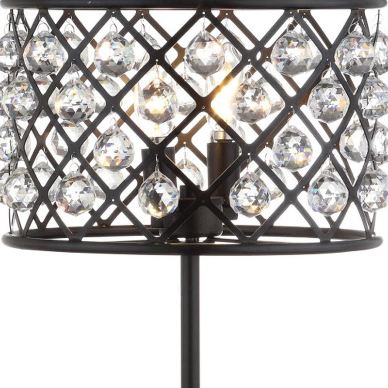 Geometric Table Lamp With Drum Shade - Antiqued Bronze