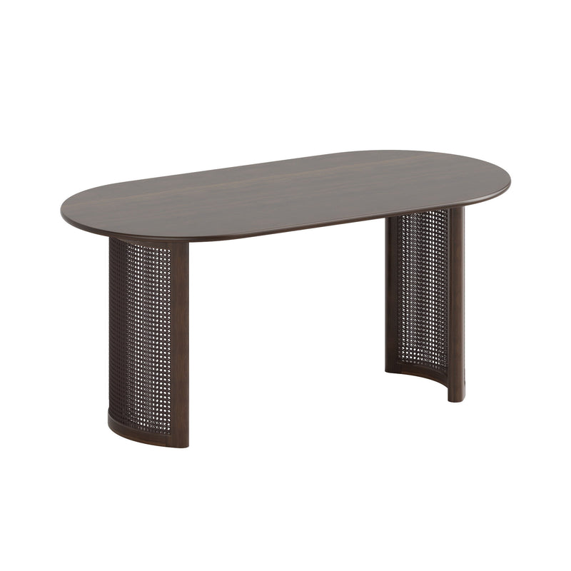 67" Wood Double Pedestal Base Oval Dining Table - Walnut