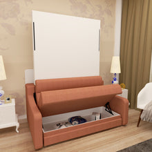 Load image into Gallery viewer, Morden Deisgn Vertical Murphy Bed With Sofa For Bedroom Or Guestroom White Wall Bed Space Saving Hidden Bed With New Style Gas Struts - Orange
