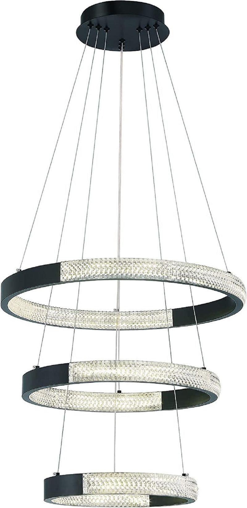 Candle Style 3 Light Metal LED Dimmable Chandelier - Black