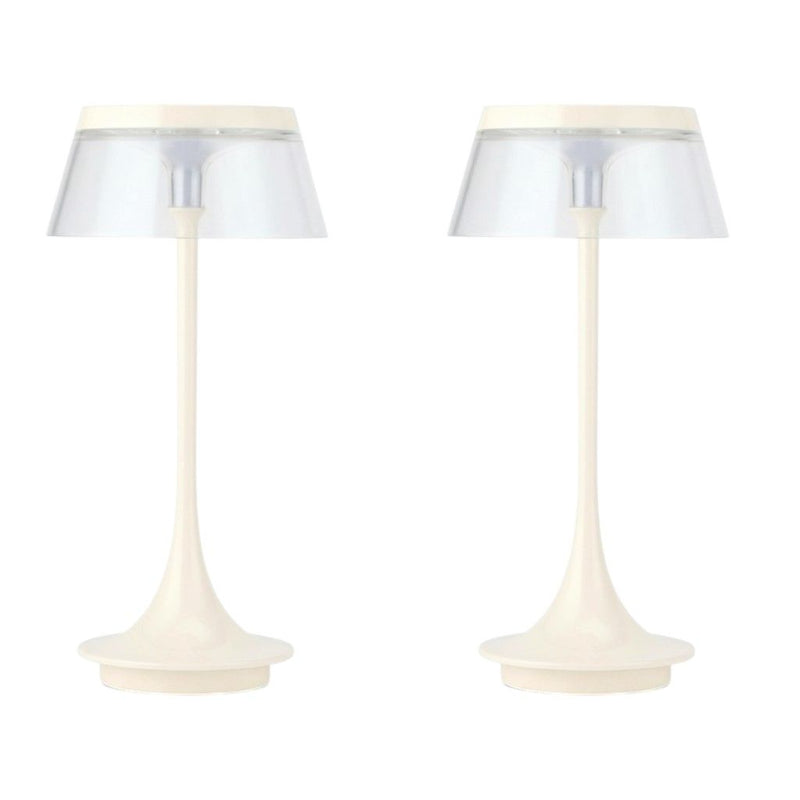 Geometric USB Bedside Lamps With Novelty Shades (Set of 2) - White