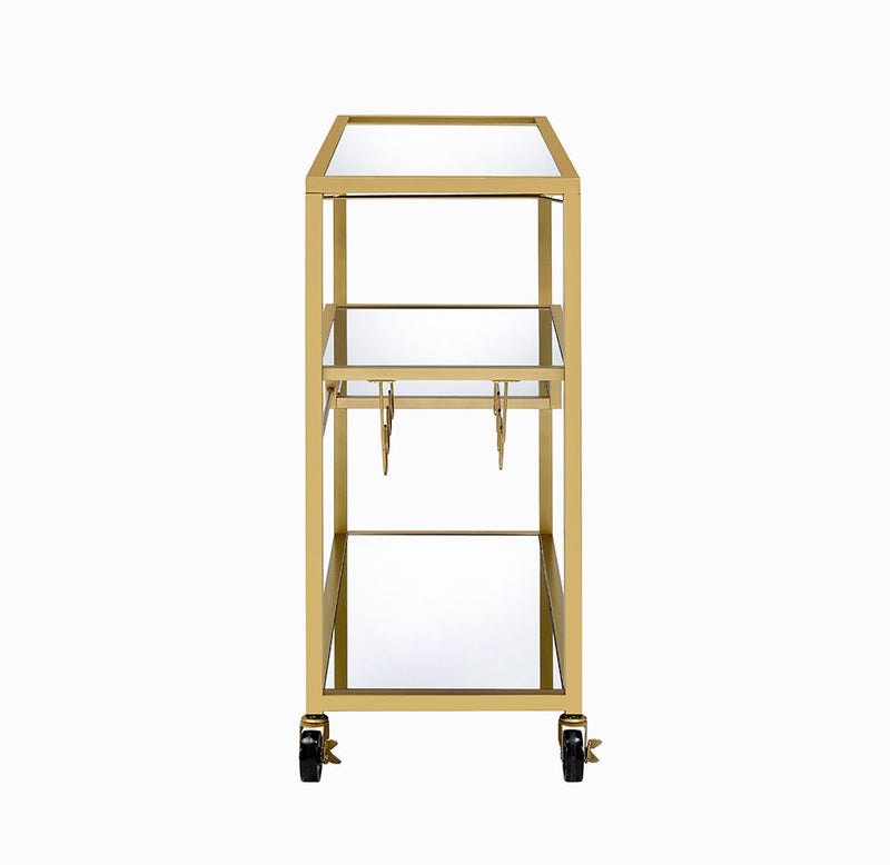 40" Glass And Iron Rolling Prep Table - Clear / Gold