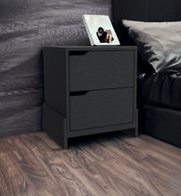 Load image into Gallery viewer, 17" x 14.6" x 19.9" Two Drawer Faux Wood Nightstand - Black

