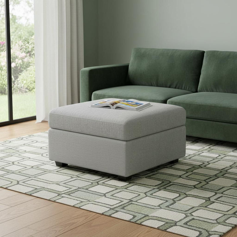 Chenille Storage Ottoman (714359) - Light Gray / Black
