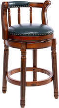 Load image into Gallery viewer, Swivel Cow Top Wooden Bar Stool, 360 Degree Swivel Bar Height Chair With Backs For Home Kitchen Counter
