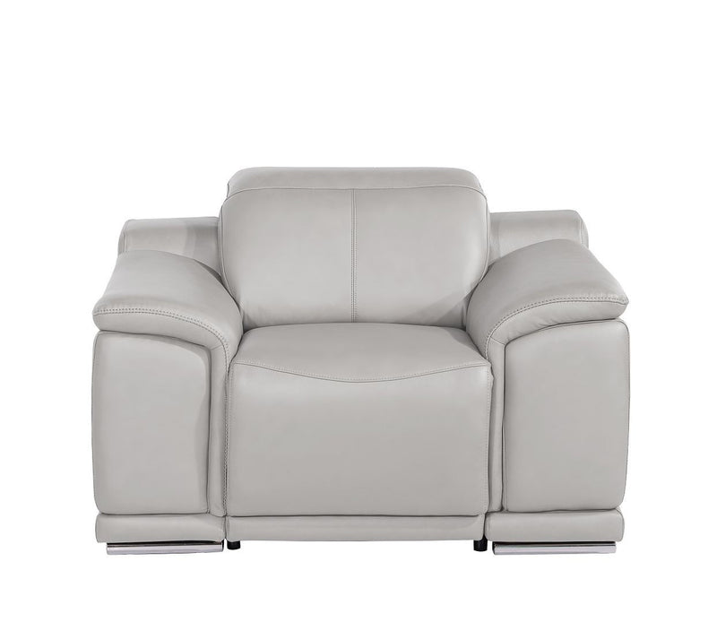 Genuine Leather Wall Hugger Power Recliner With USB - Ash Gray