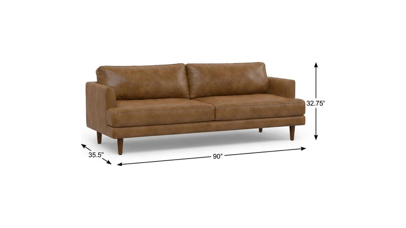 90" Leather Sofa - Brown