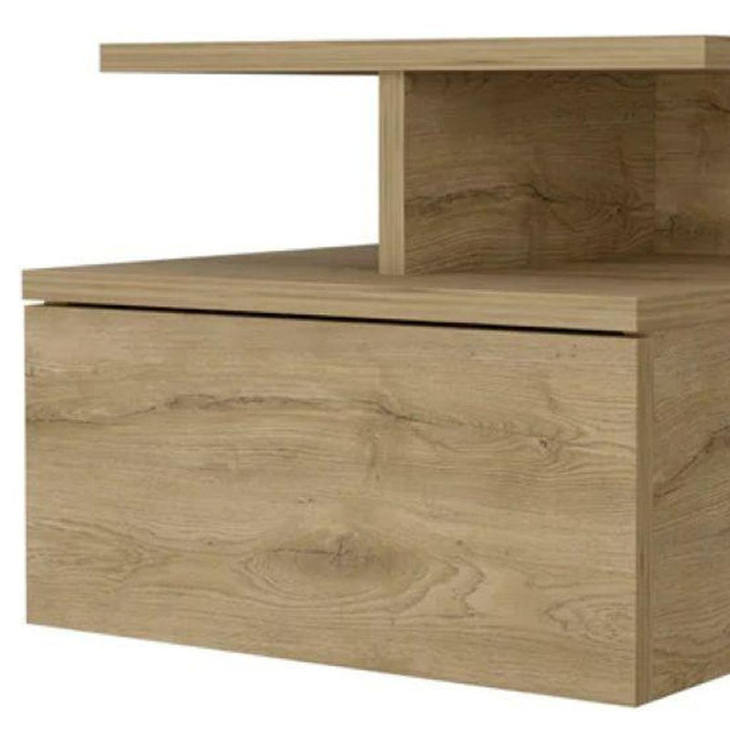 Wood One Drawer Floating Nightstand - Beige