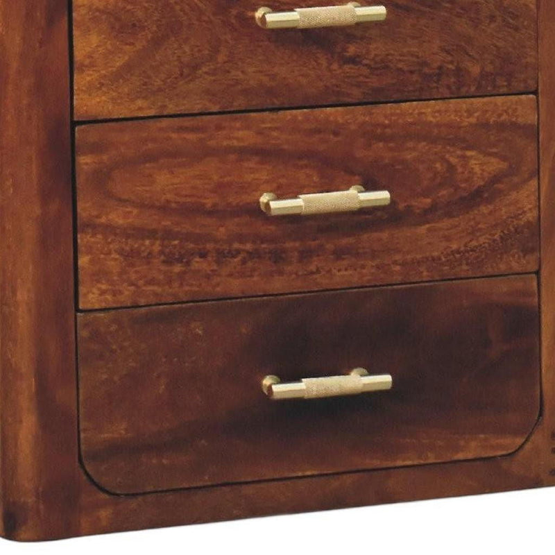 18" Solid Wood Three Drawer Nightstand - Chestnut