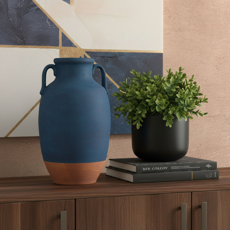 Urn Vase - Blue / Terra Cotta