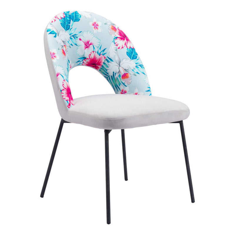 Velvet Steel Velvet Steel Tropical Floral Dining Side Chairs (Set of 2) - Gray