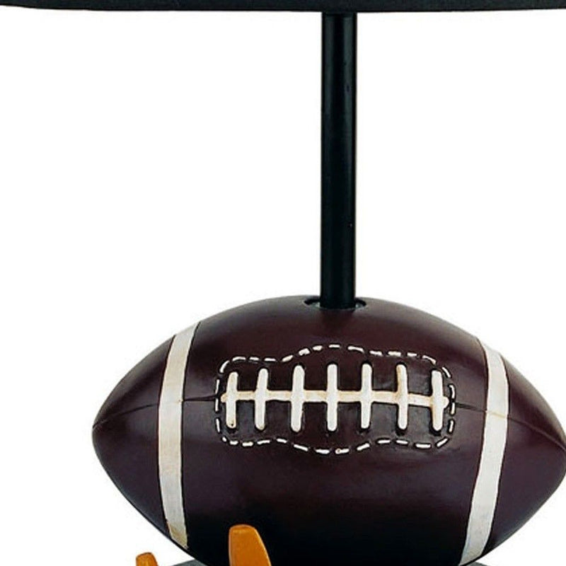 Bedside Table Lamp With White Shade - Brown
