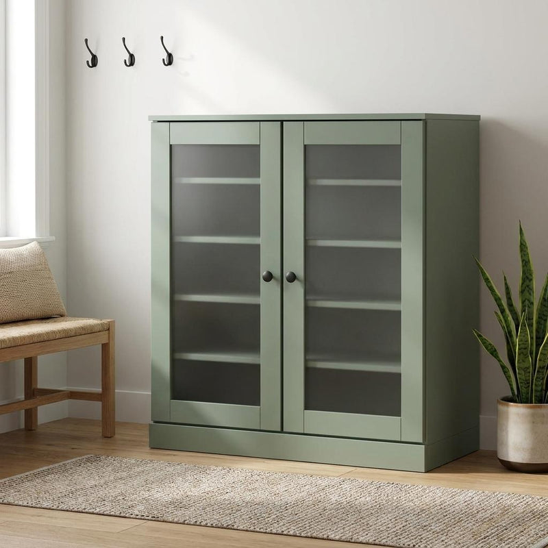 Twenty Pair Solid Woodshoe Storage Cabinet (752379) - Sage