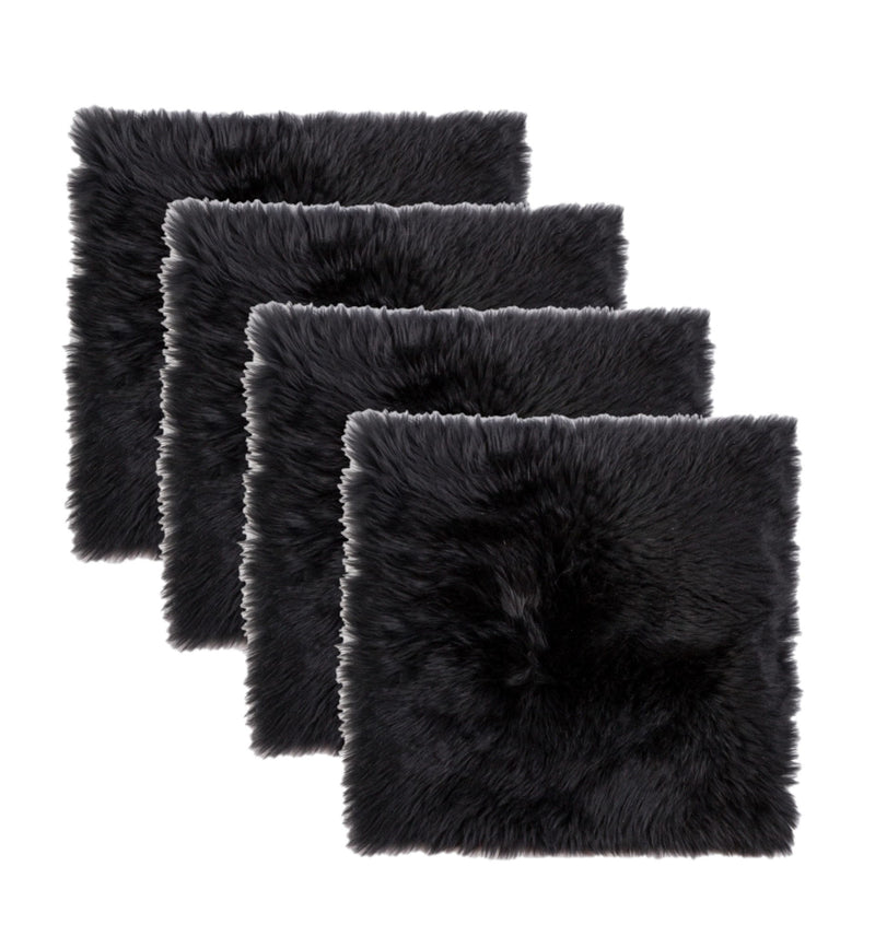 17" X 17" Wool Chair Pads (Set of 4) - Black