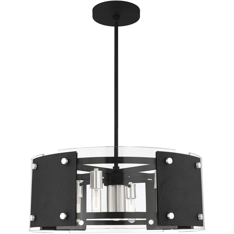 18" Seven Light Dimmable Chandelier With Shades - Black