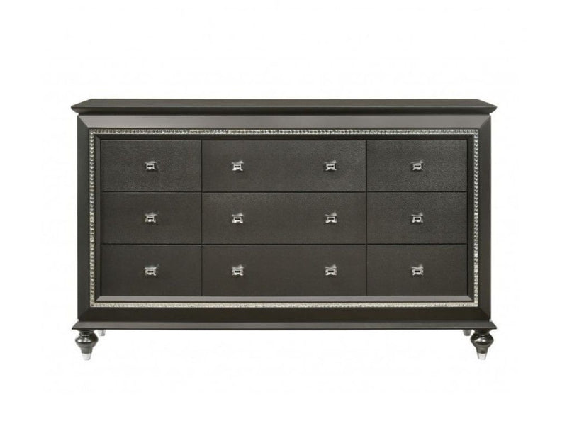 Solid Wood 9 Drawer Triple Dresser - Gray