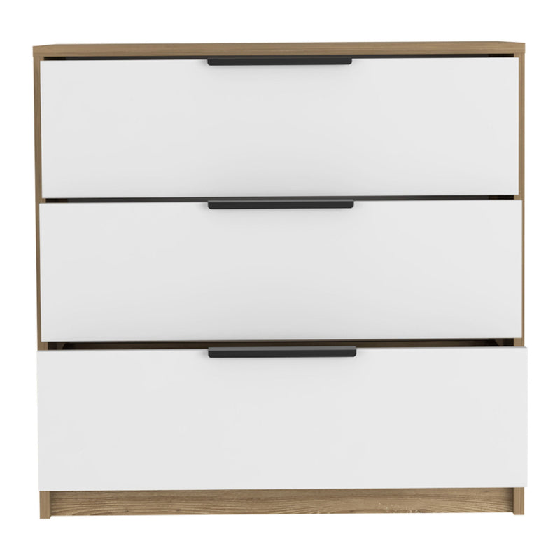 Three Drawer Dresser - White And Natural