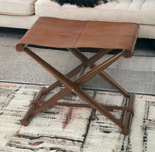 Load image into Gallery viewer, Faux Leather Ottoman 24" - Brown
